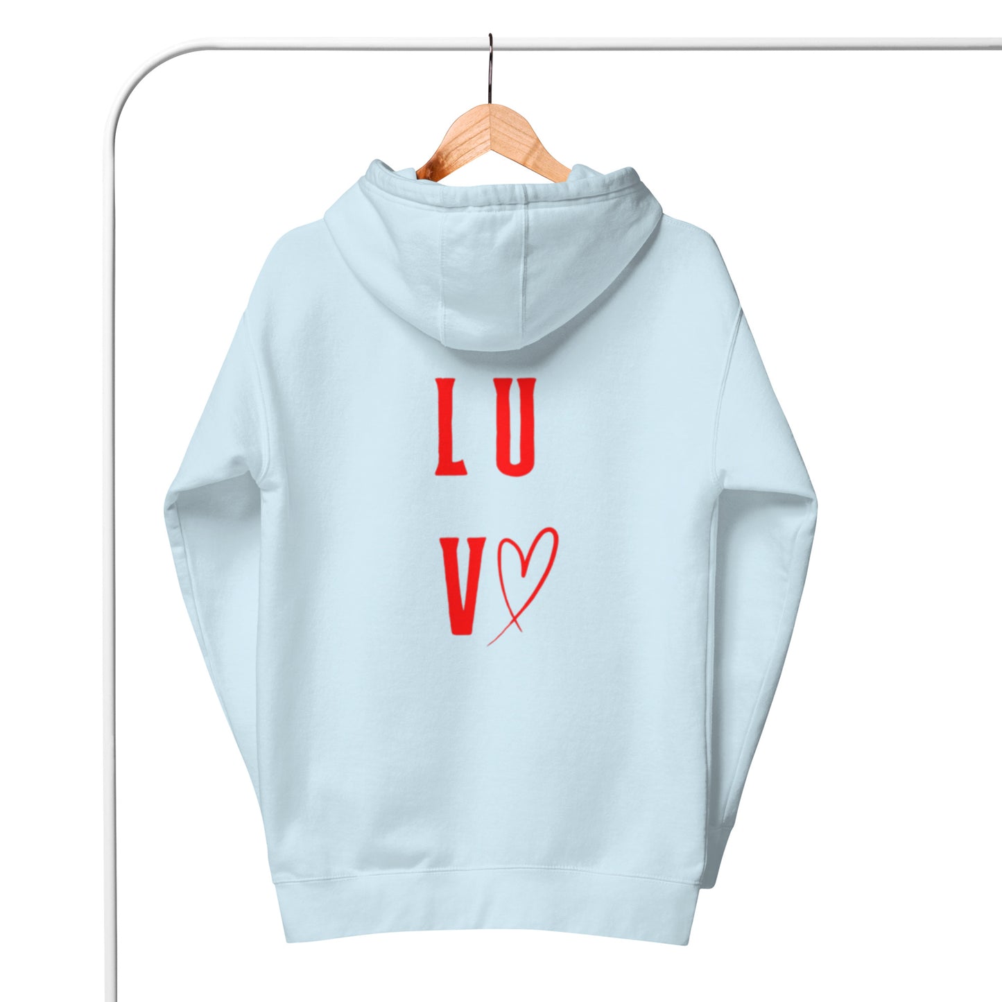 Luv Unisex Hoodie."LUV"  Choose from 6 colors.