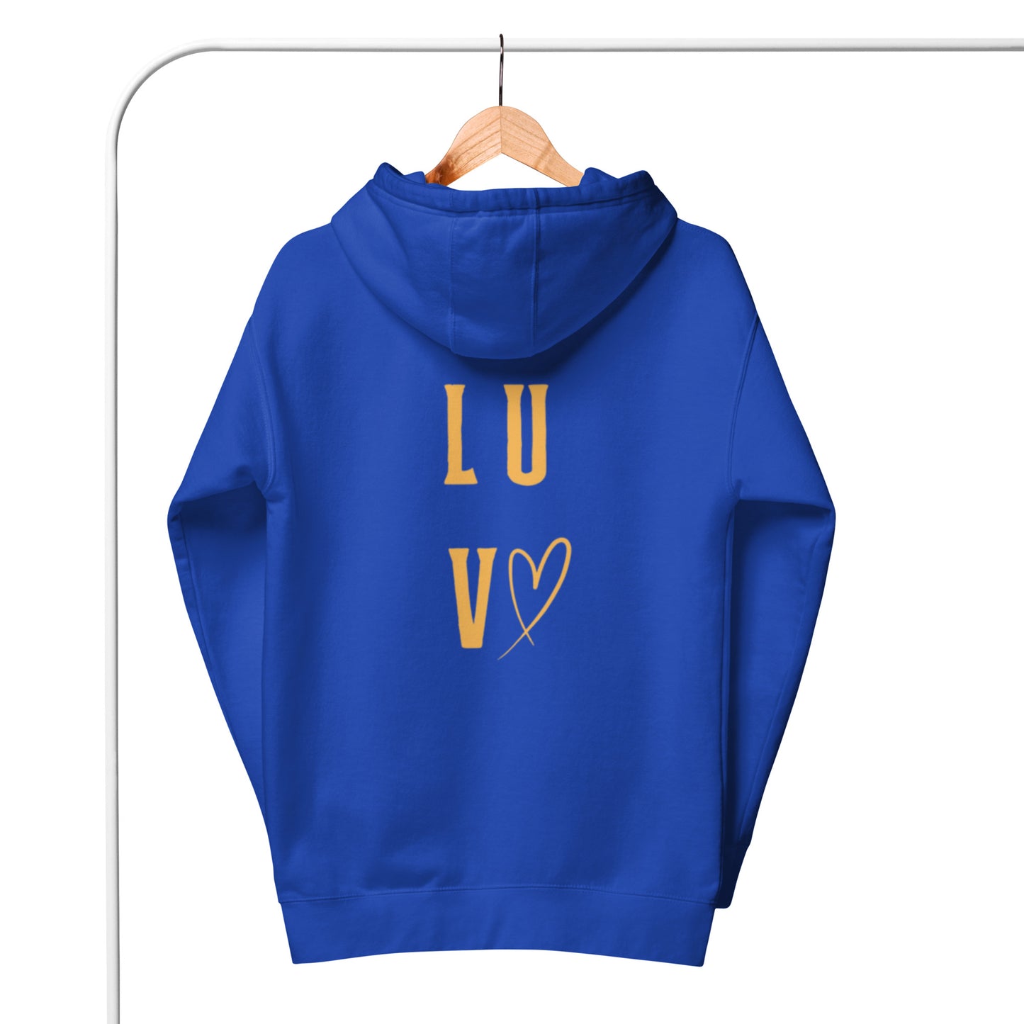 Luv Unisex Hoodie.  "LUV"  Choose from 6 colors.