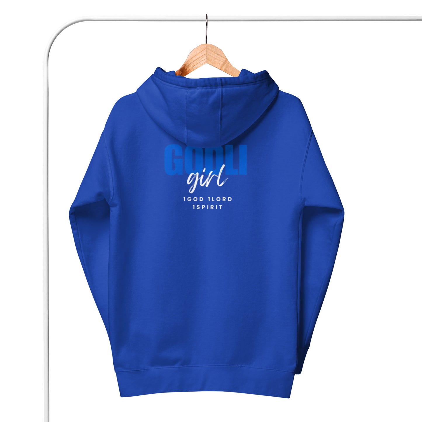 Noa Hoodie.  "GODLIGIRL.  1GOD 1LORD 1SPIRIT"  Choose from 4 colors.