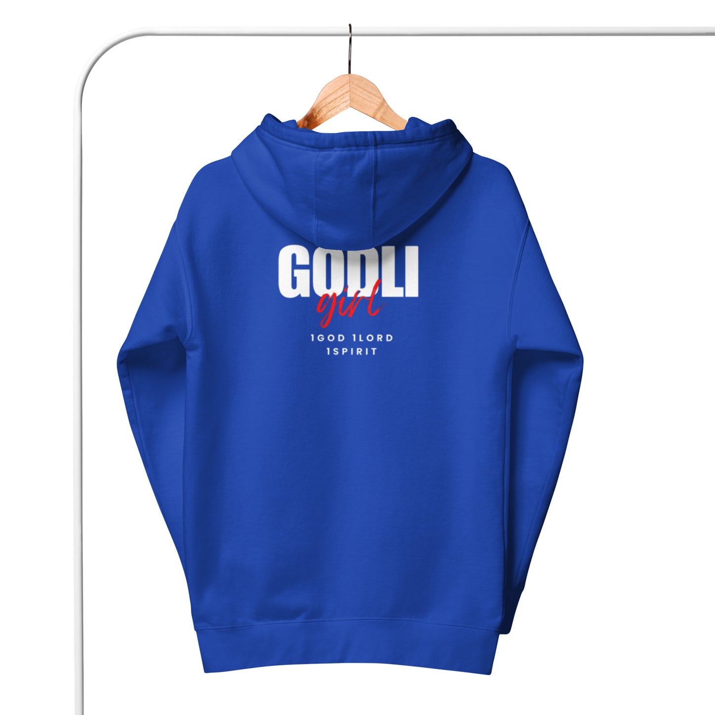 Noa Hoodie.  "GODLIGIRL.  IGOD 1LORD 1SPIRIT"  Choose from 5 colors.