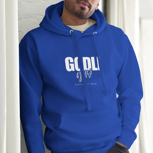 Finn Hoodie.  "GODLIGUY. KEEPING IT REAL"  Choose from 5 colors.