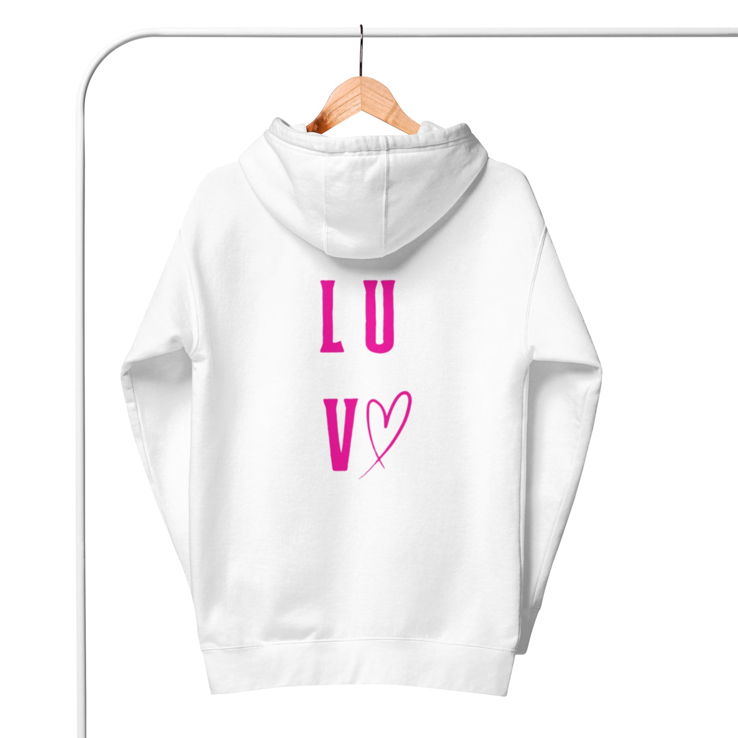 Luv Unisex Hoodie.    "LUV"  Choose from 5 colors.