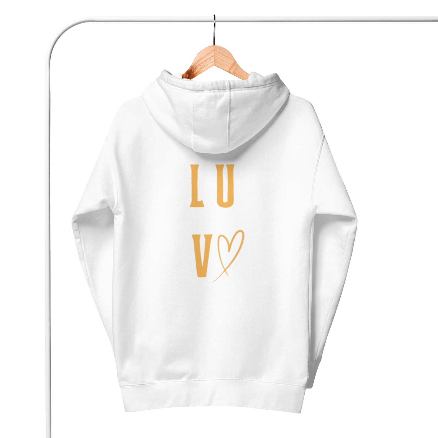 Luv Unisex Hoodie.  "LUV"  Choose from 6 colors.