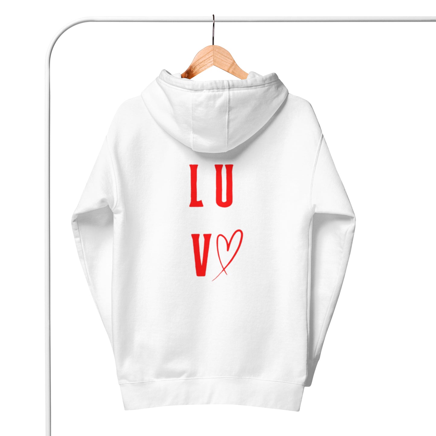 Luv Unisex Hoodie."LUV"  Choose from 6 colors.