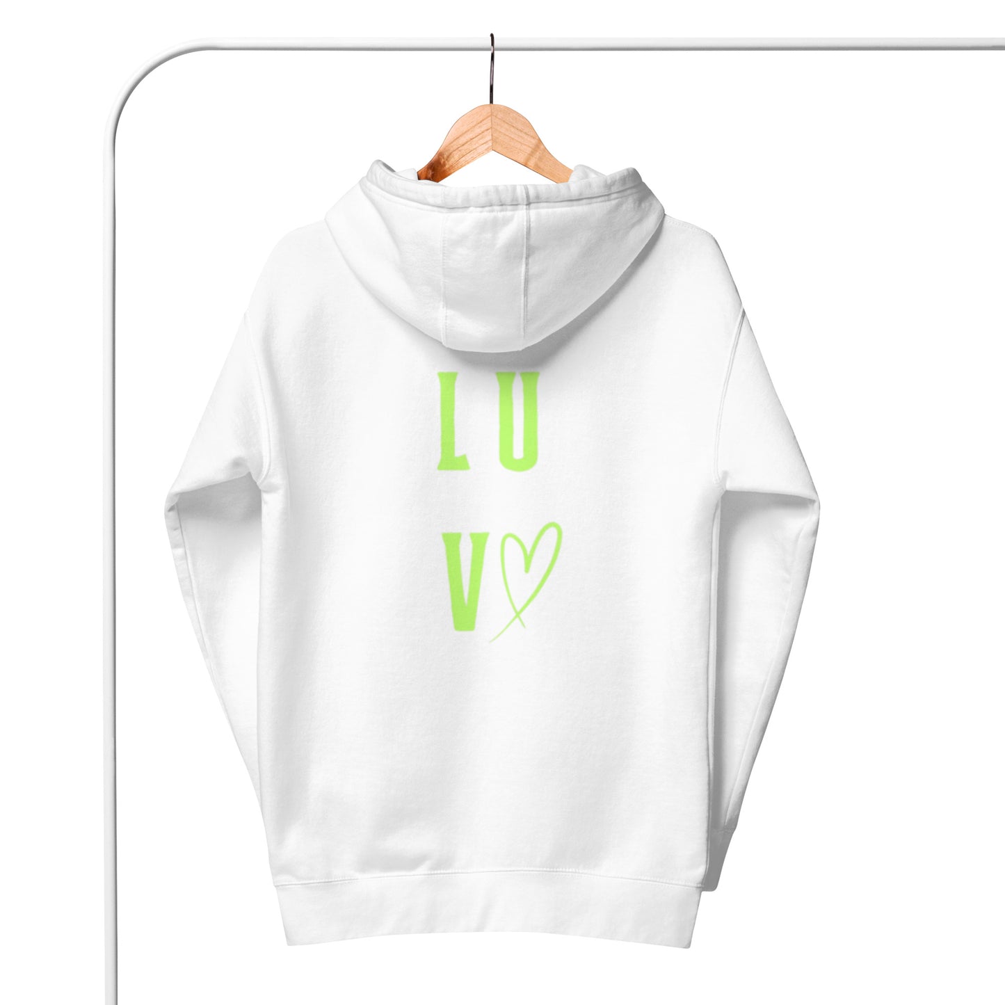 Luv Unisex Hoodie.  "LUV"  Choose from 5 colors.