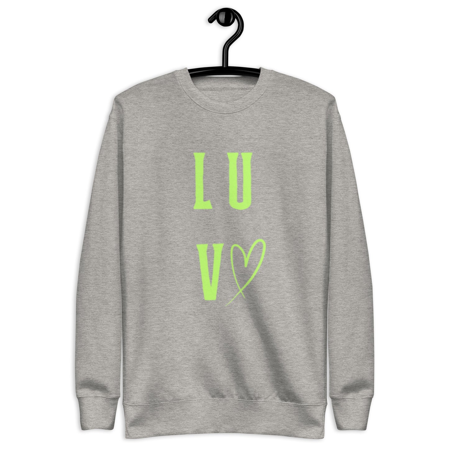 Luv Crewneck Sweatshirt.  "LUV"  Choose from 5 colors.