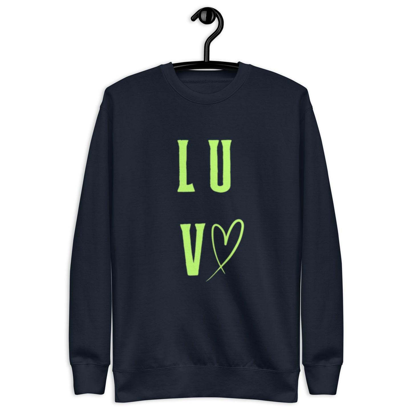 Luv Crewneck Sweatshirt.  "LUV"  Choose from 5 colors.