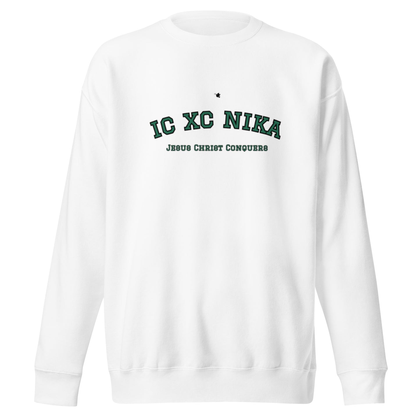 Jystin Unisex Crewneck Sweatshirt.  "IC XC NIKA.  JESUS CHRIST CONQUERS"  Choose from 2 colors.