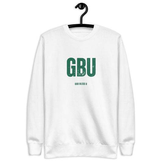 Londyn Unisex Crewneck Sweatshirt.  "GBU.  GOD BLESS U"  Choose from 4 colors.