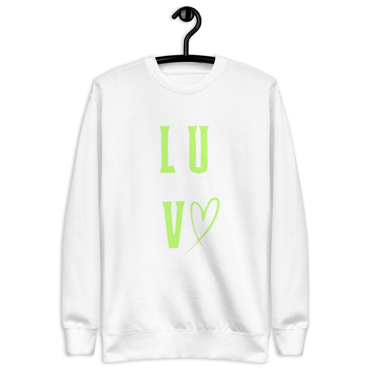 Luv Crewneck Sweatshirt.  "LUV"  Choose from 5 colors.