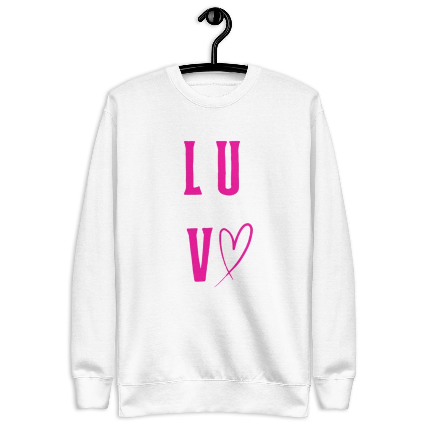 Luv Crewneck Sweatshirt.  "LUV"  Choose from 5 colors.