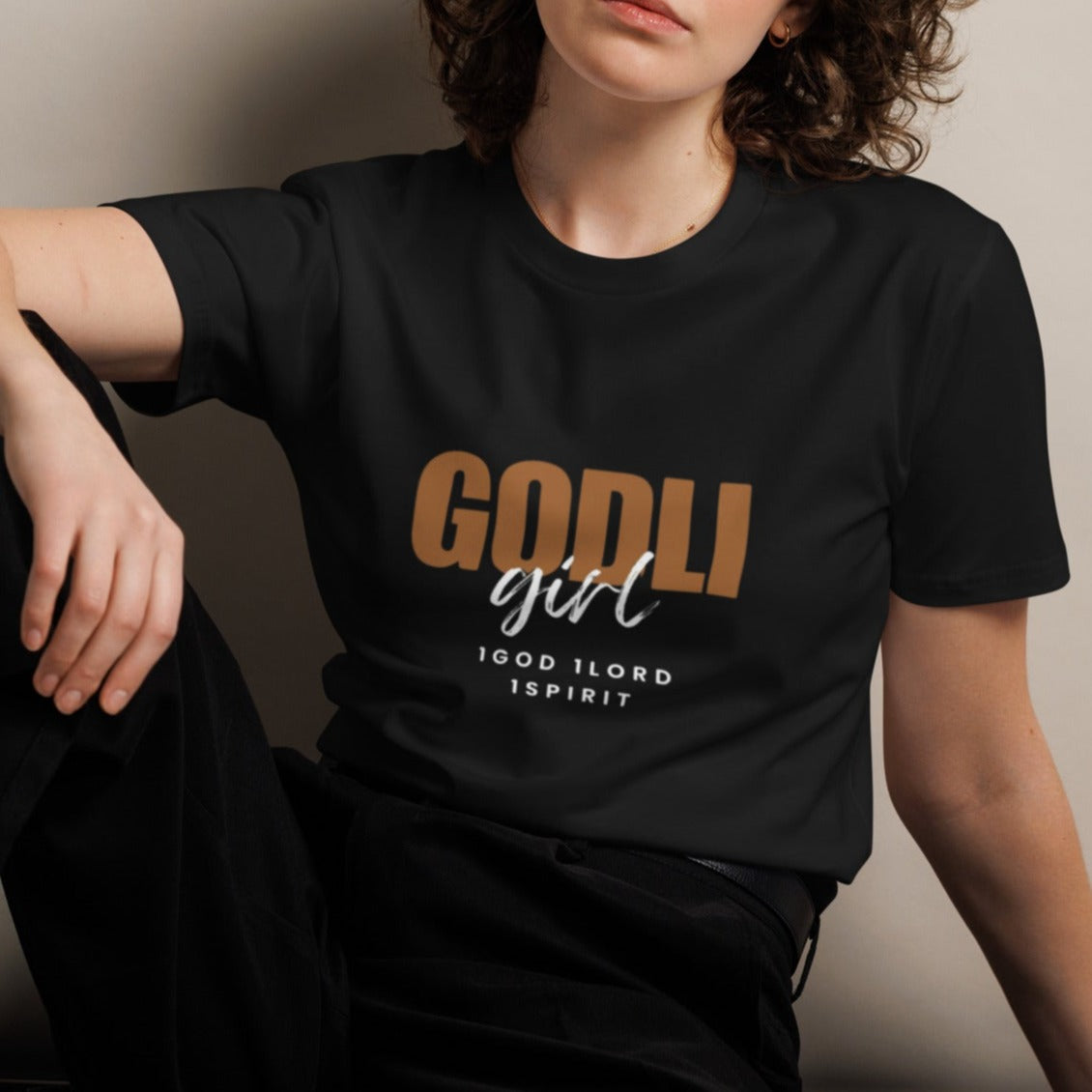 Noa Classic T-shirt.  "GODLIGIRL. 1GOD 1LORD 1SPIRIT"  Choose from 3 colors.