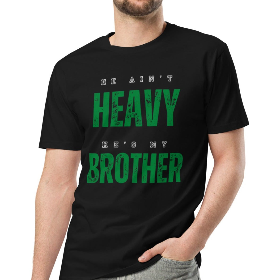 Cruze Classic T-shirt.  "HE AIN'T HEAVY.  HE'S MY BROTHER"  Choose from 3 colors.