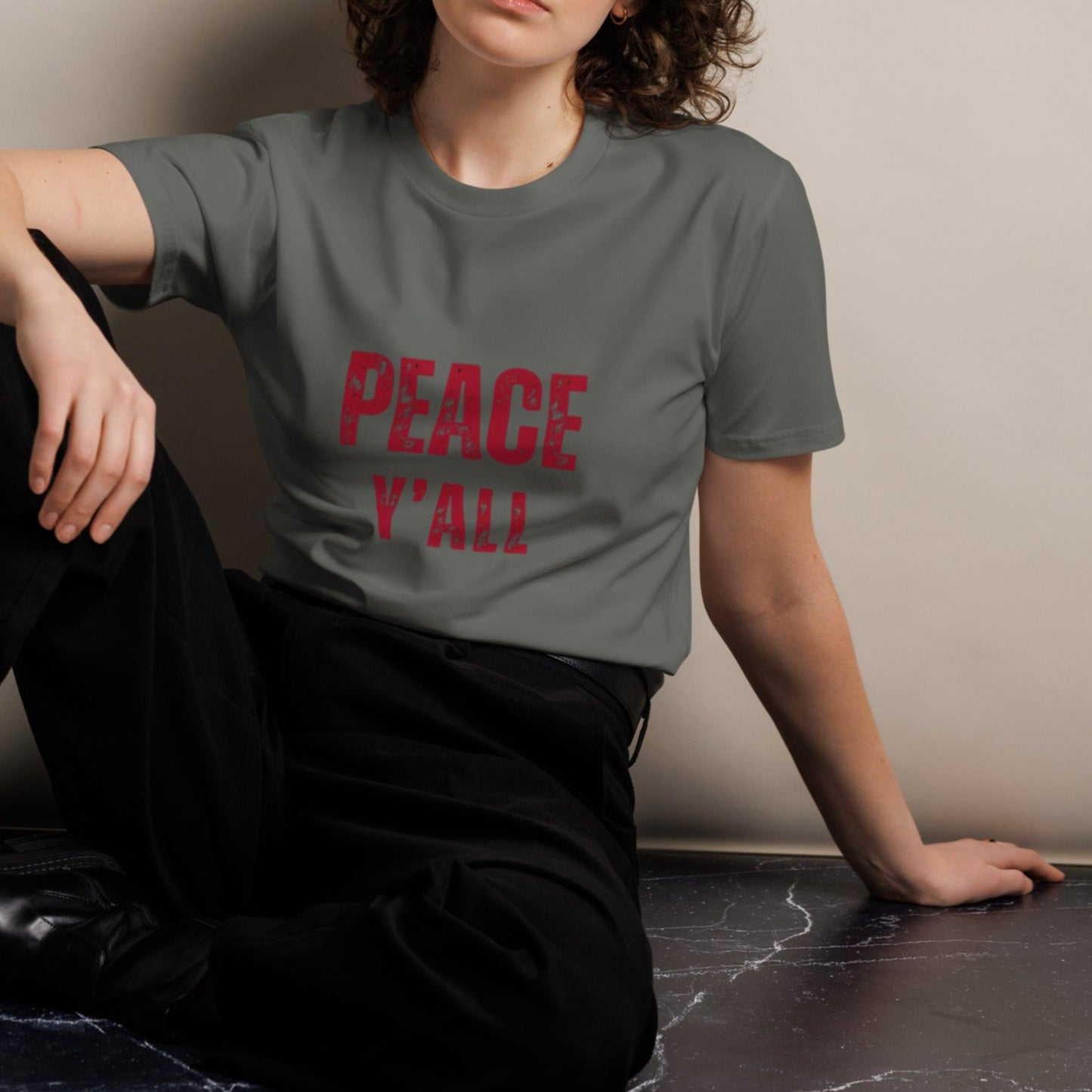 Ashton Unisex T-shirt.  "PEACE Y'ALL"  Choose from 5 colors.