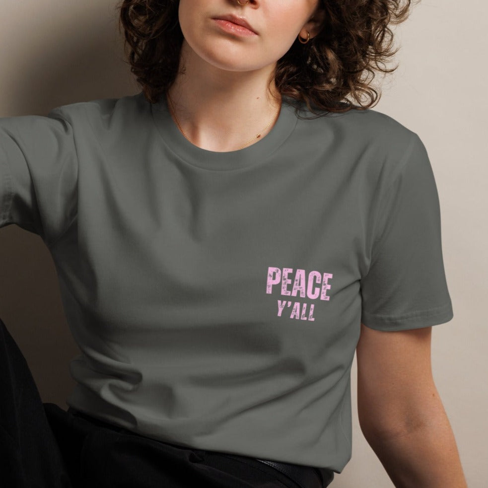 Ashton Unisex Classic T-Shirt.  "PEACE Y'ALL"  Choose from 4 colors.