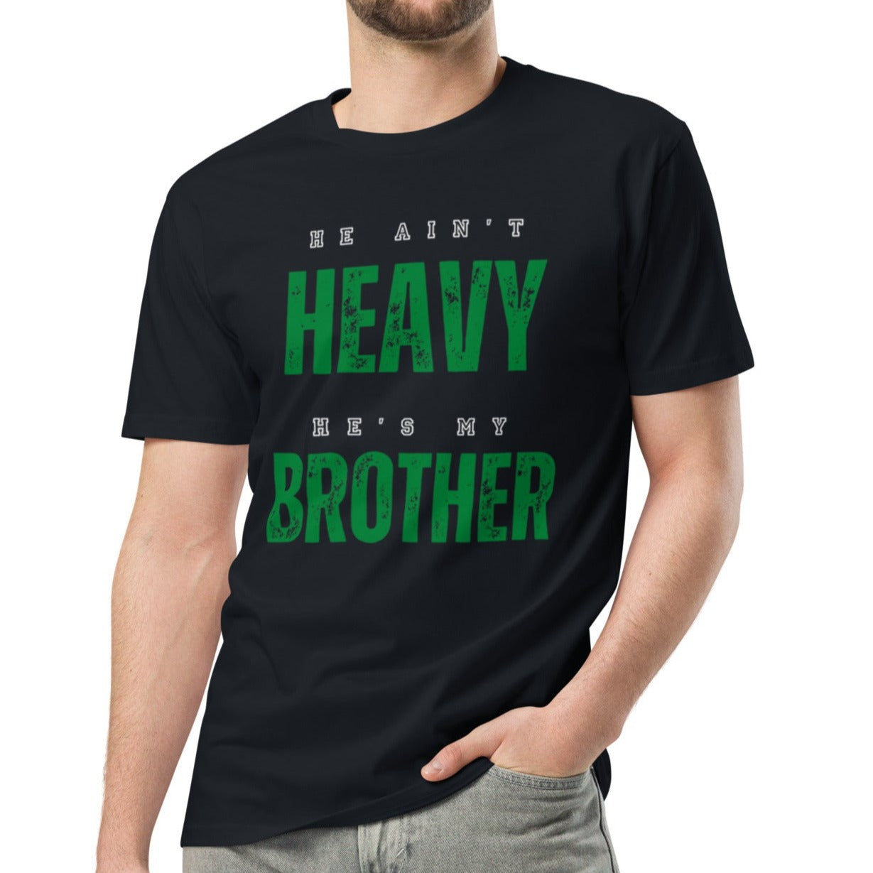 Cruze Classic T-shirt.  "HE AIN'T HEAVY.  HE'S MY BROTHER"  Choose from 3 colors.