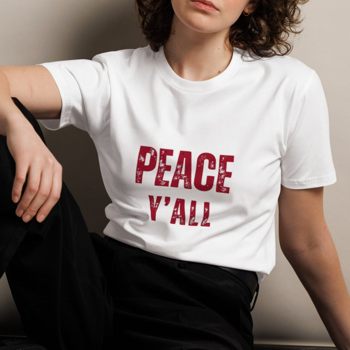 Ashton Unisex T-shirt.  "PEACE Y'ALL"  Choose from 5 colors.