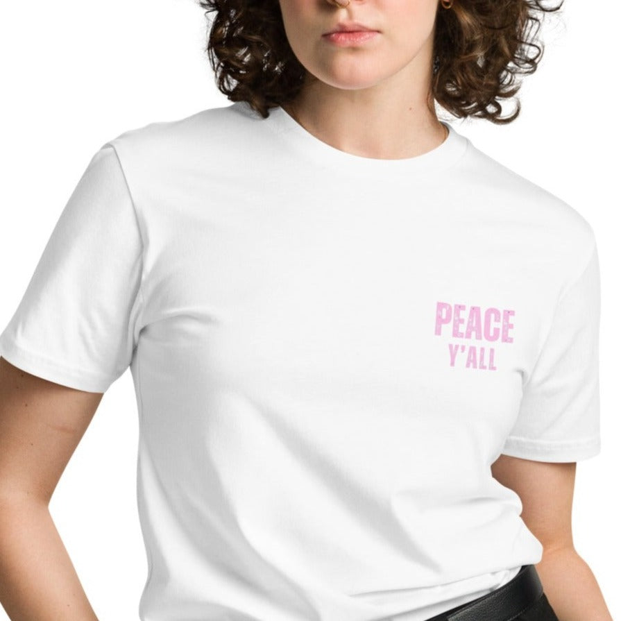 Ashton Unisex Classic T-Shirt.  "PEACE Y'ALL"  Choose from 4 colors.