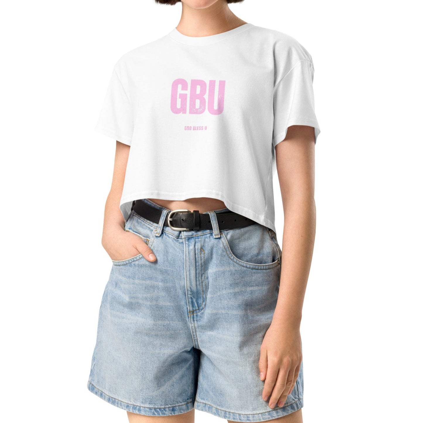 Londyn Crop Tee.  "GBU.  GOD BLESS U"  Choose from 3 colors.